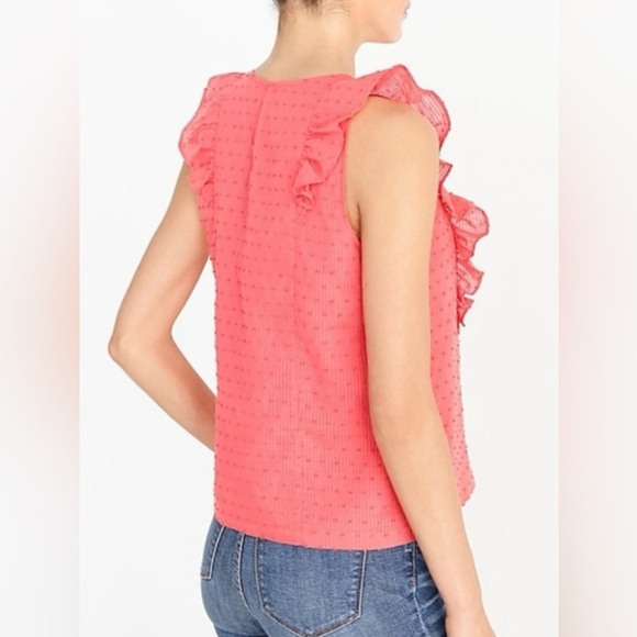 J.CREW FACTORY ruffle tank lined textured key hole button in back NEW size 10 - Picture 2 of 11